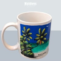 Hand painted mug with Leaning Coconut palm