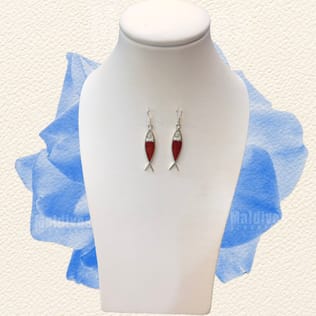 Silver dangle earring with red coral (EH512) Silver dangle earring with red coral (EH512)