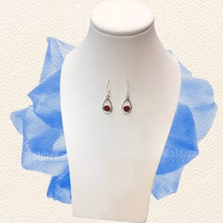 Silver dangle earring with red coral (EH524) Silver dangle earring with red coral (EH524)
