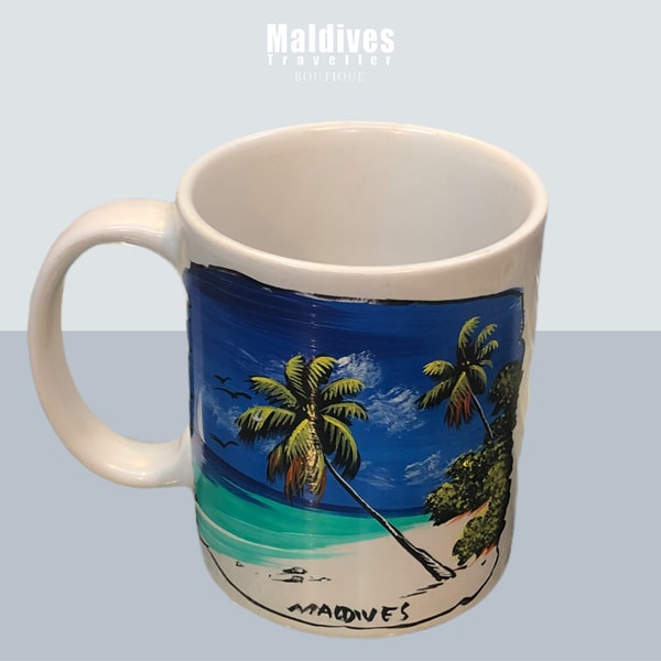 Hand painted mug with Sandy beach