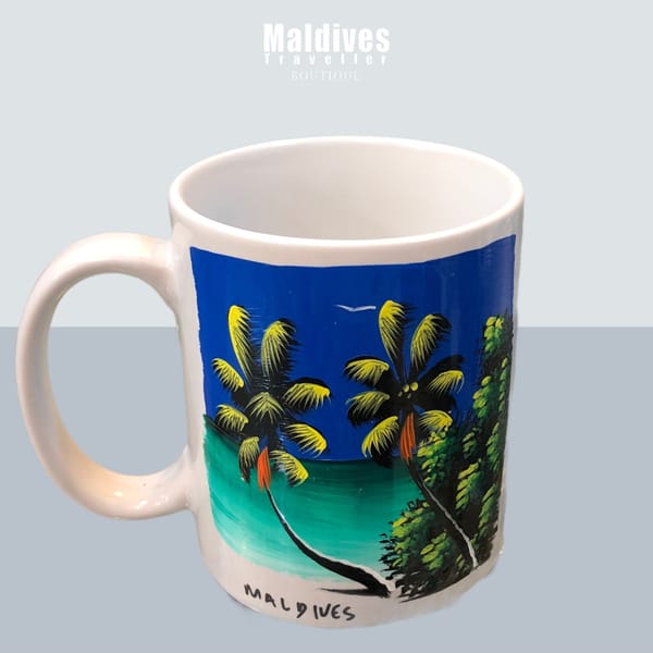 Hand painted mug with Coconut palms