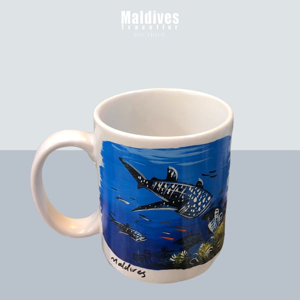 Hand painted mug with Whale-sharks