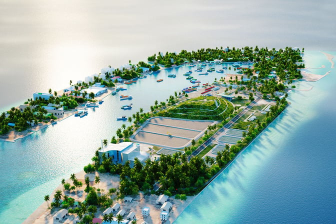 有害廃棄物の島のクリーンアップで地球温暖化に挑むモルディブ の写真